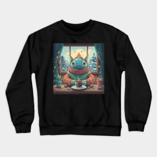 Coffee addict fish Crewneck Sweatshirt